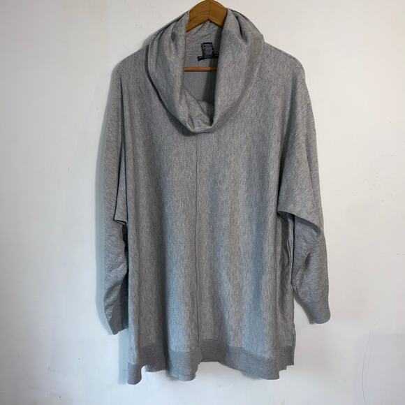 Chelsea & Theodore Cowl Neck Tunic Sweater 3X Gray NWT Cozy Minimalist Slouchy - Picture 1 of 6